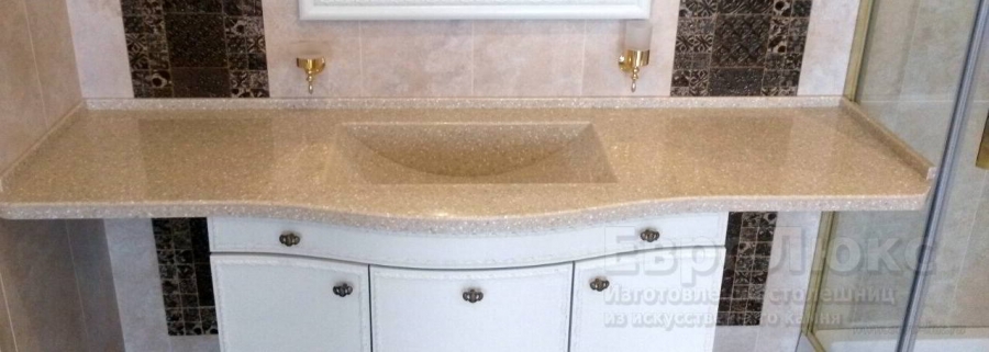 Столешница из искусственного камня Staron PEBBLE GOLD для ванной комнаты